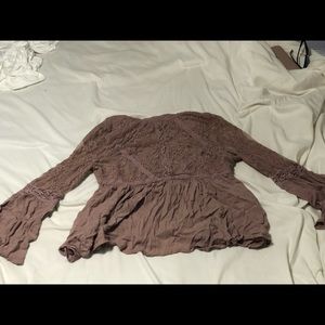 Long sleeve lace mauve top